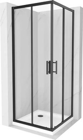 Mexen Rio cabine de duche quadrada 70 x 70 cm, transparente, preta + base Flat, branca - 860-070-070-70-00-4010B