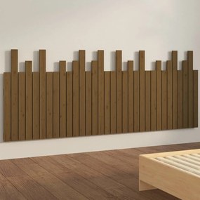 Cabeceira de parede 204x3x80 cm pinho maciço castanho-mel