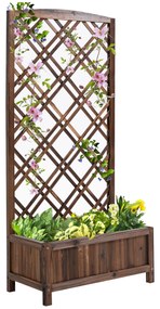 Floreira com Treliça de Madeira Caixa de Plantio com Suporte para Plantas Trepadeiras para Jardim varanda Pátio 60x30x122,5cm Marrom