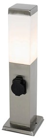 Candeeiro exterior moderno 45 cm em aço com tomada IP44 - Malios Design,Moderno