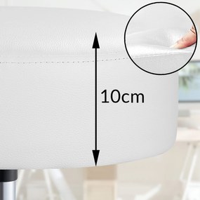 Banco giratória em 360° com rodas em couro sintético Ø35 x 50 x 51-65 cm Branco