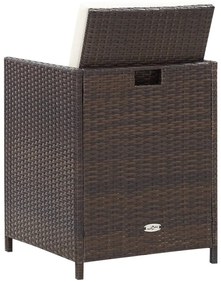 4 pcs conjunto de cadeiras e bancos de jardim vime PE castanho