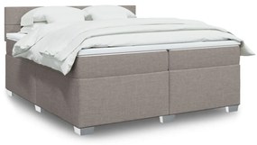 vidaXL Cama com molas/colchão 200x200 cm tecido castanho-acinzentado