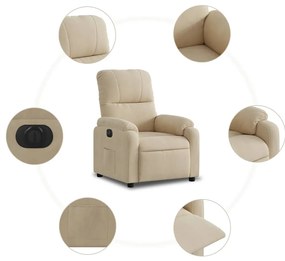 Poltrona reclinável elétrica tecido de microfibra cor creme