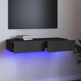 vidaXL Móvel de TV com luzes LED 90x35x15,5 cm cinzento