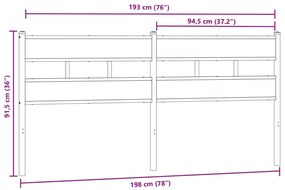 Cabeceira de cama 193cm derivados madeira/ferro carvalho sonoma