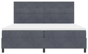 Cama Box com Colchão e LED vidaXL Cinza Escuro 200x200 cm Veludo