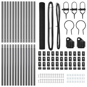 Conjunto de Postes de Cerca Conjunto de 2 Cinza Metal, Plástico