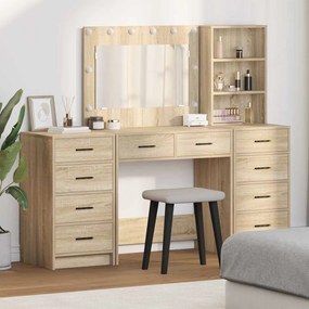 vidaXL Mesa de vestir com gaveta 3 pcs Castanho 40 x 41 x 135 cm