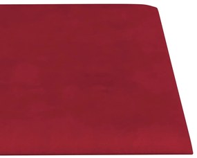 Painel parede 12 pcs 60x15 cm veludo 1,08 m² vermelho tinto