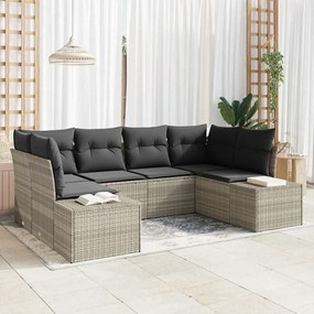 vidaXL Conjunto de Sofás de Jardim de 6 Peças com Almofadas Cinza Claro Rattan Sintético