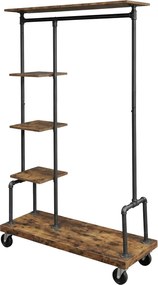 Guarda roupa aberto, design industrial, com rodas 40 x 103 x 174,5 cm castanho vintage
