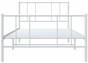 Estrutura de cama com cabeceira e pés 107x203 cm metal branco