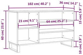 Sapateira Bilbau - Com 5 Prateleiras - Cor Cinzento Sonoma - 102x36x60