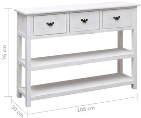 Aparador 108x30x76 cm madeira paulownia maciça branco