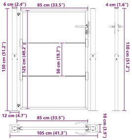Portão de Jardim Preto 100 x 125 cm Aço com Revestimento em Pó