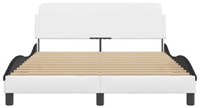 Estrutura cama c/ cabeceira 120x200 couro artif. branco/preto