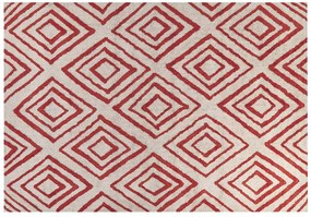 Tapete em algodão branco e vermelho 160 x 230 cm HASKOY Beliani