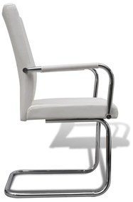Cadeiras de jantar cantilever 6 pcs couro artificial branco