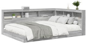 Cama com Estante Cinza Sonoma 140x200 cm Madeira Industrial