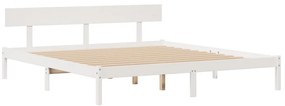 Cama com estante sem colchão 200x200 cm pinho maciço branco