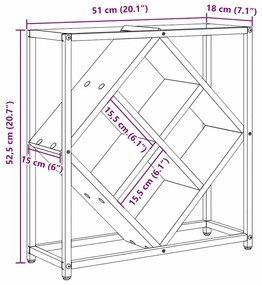Rack de Vinho Carvalho Preto 51x18x52,5 cm Madeira Compensada
