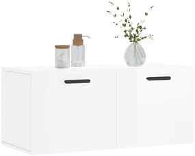 Armário de parede 80x36,5x35 cm deriv. madeira branco brilhante