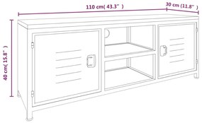 Móvel de TV 110x30x40 cm ferro/abeto maciço branco