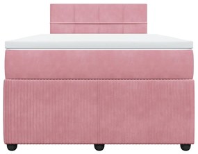 Cama boxspring com colchão 120x200 cm veludo rosa