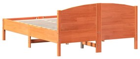 Cama sem colchão 140x190 cm pinho maciço castanho-mel