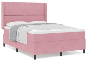 Cama Box com Colchão vidaXL Rosa 140x190 cm Veludo
