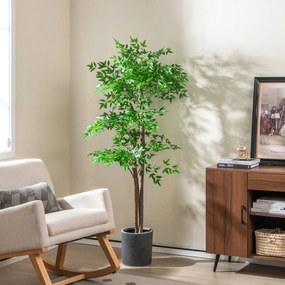 Planta artificial de 150 cm, bambu, árvore decorativa com vaso, planta decorativa de bambu verde