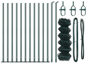 Cerca de Cadeia com 13 Postes Flangados 0.4x25 m Aço Galvanizado