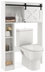 Armario de casa de banho para sanita com prateleiras nas portas 84 x 17 x 128 cm Branco