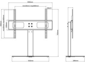 Suporte TV pedestal p/ ecrãs de 37-55" Max VESA 600x400mm 40kg