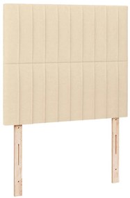 Cama box spring c/ colchão e LED 120x190 cm tecido cor creme
