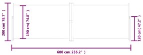 Toldo lateral retrátil 200x600 cm azul