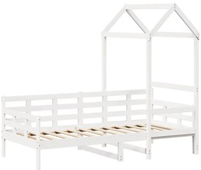 Sofá-cama com telhado 80x200 cm madeira de pinho maciça branco