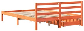 Cama sem colchão 140x190 cm pinho maciço castanho-mel