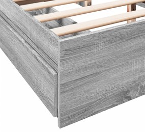 Estrutura de cama c/ gavetas derivados madeira cinza sonoma