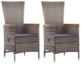 vidaXL Cadeiras de exterior 2 pcs com almofadões vime PE cinzento