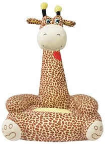 Cadeira em pelúcia infantil, girafa, castanho