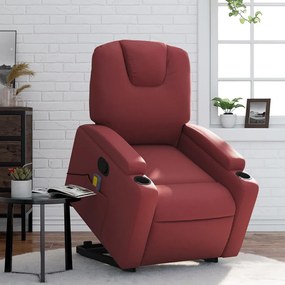 3204441 vidaXL Poltrona massagens reclinável couro artificial vermelho tinto