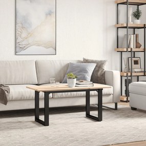Mesa de centro estrutura em O 90x40x45 cm pinho e aço