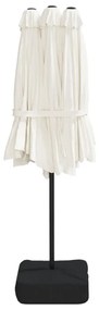 Guarda-sol de jardim c/ cabeça dupla/LED 449x245cm branco areia