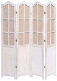 vidaXL Biombo com 4 painéis 140x165 cm tecido branco