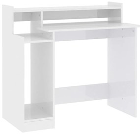 Secretária c/ LED 97x45x90cm derivados madeira branco brilhante