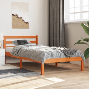 Cama sem colchão 75x190 cm madeira de pinho maciça castanho-mel