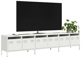 Móvel de TV 202x39x43,5 cm aço laminado a frio branco