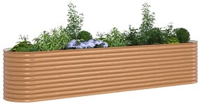 Cama Elevada de Jardim Efeito Madeira Aço galvanizado